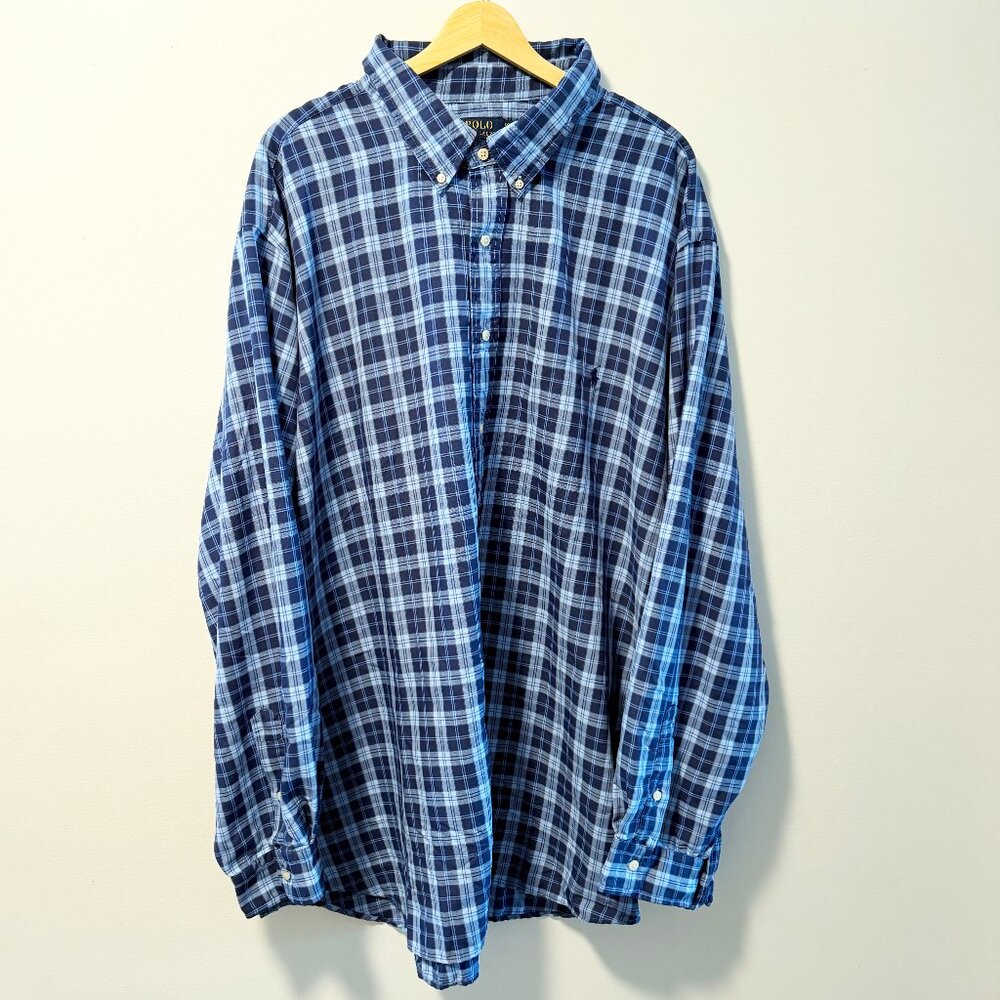 Polo Ralph Lauren Performance Blue Plaid Shirt 4XB - Big & Tall